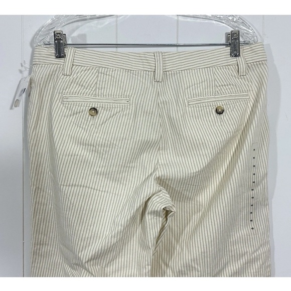 NEW Gap Women Sz 10 Beige Pants Capri Striped 100%Cotton Flat Front Wide - Picture 7 of 12
